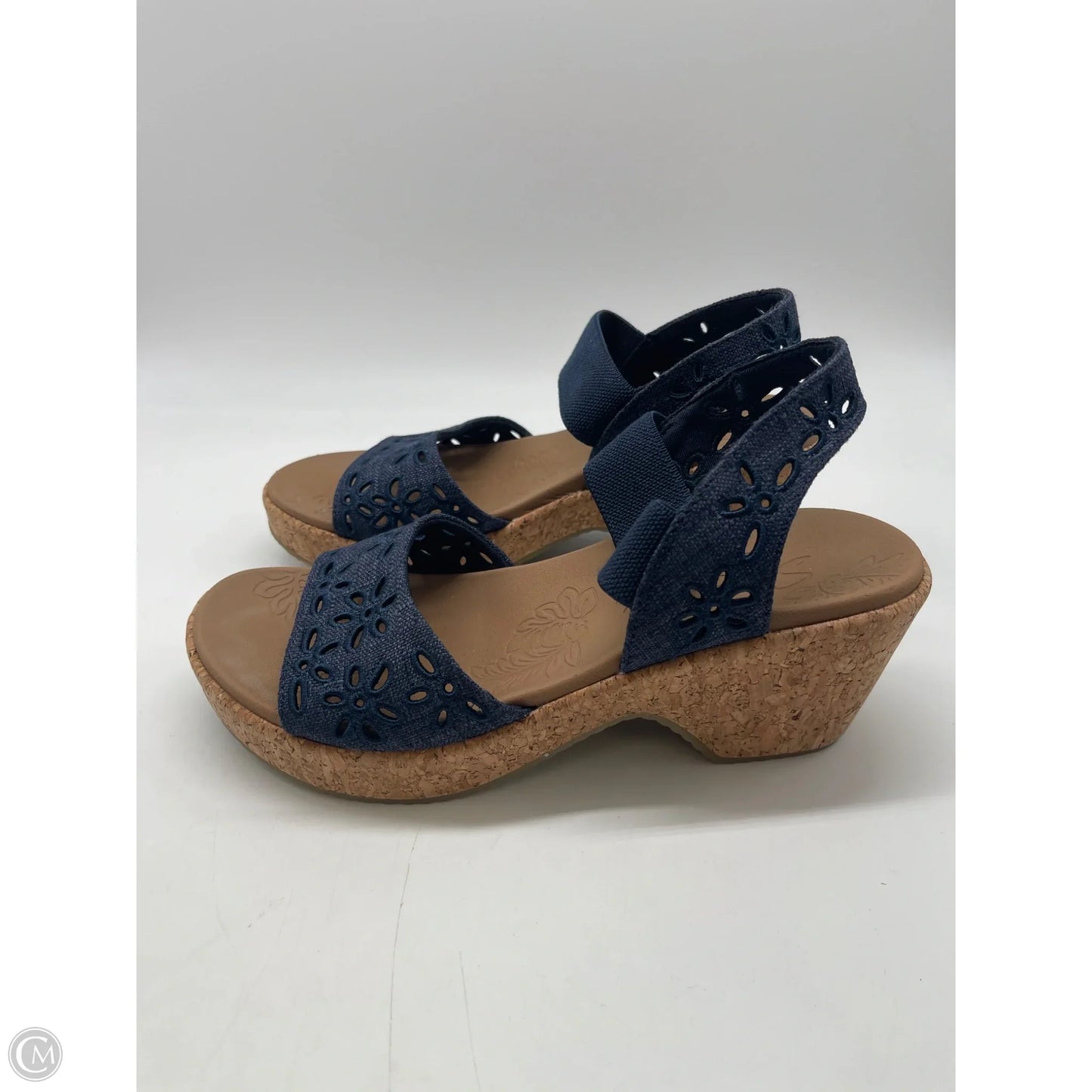 Sandals Heels Block By Skechers In Blue, Size: 8