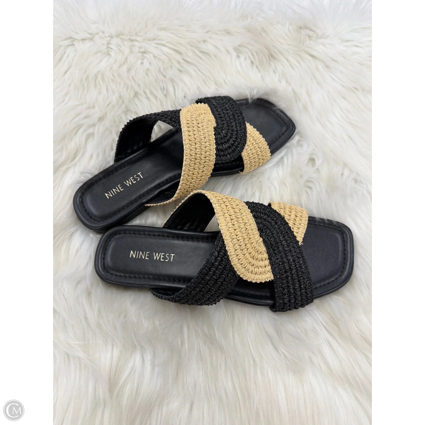 Sandals Flats By Nine West In Black & Tan, Size: 8.5