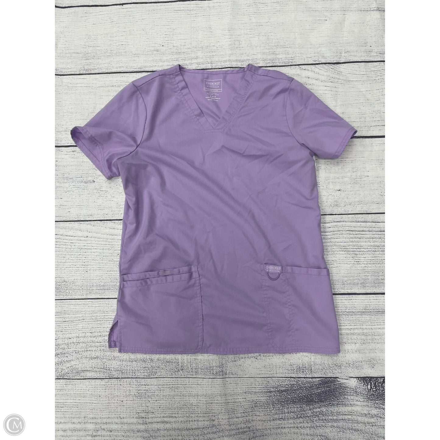 Top Short Sleeve By Cherokee In Purple, Size: M