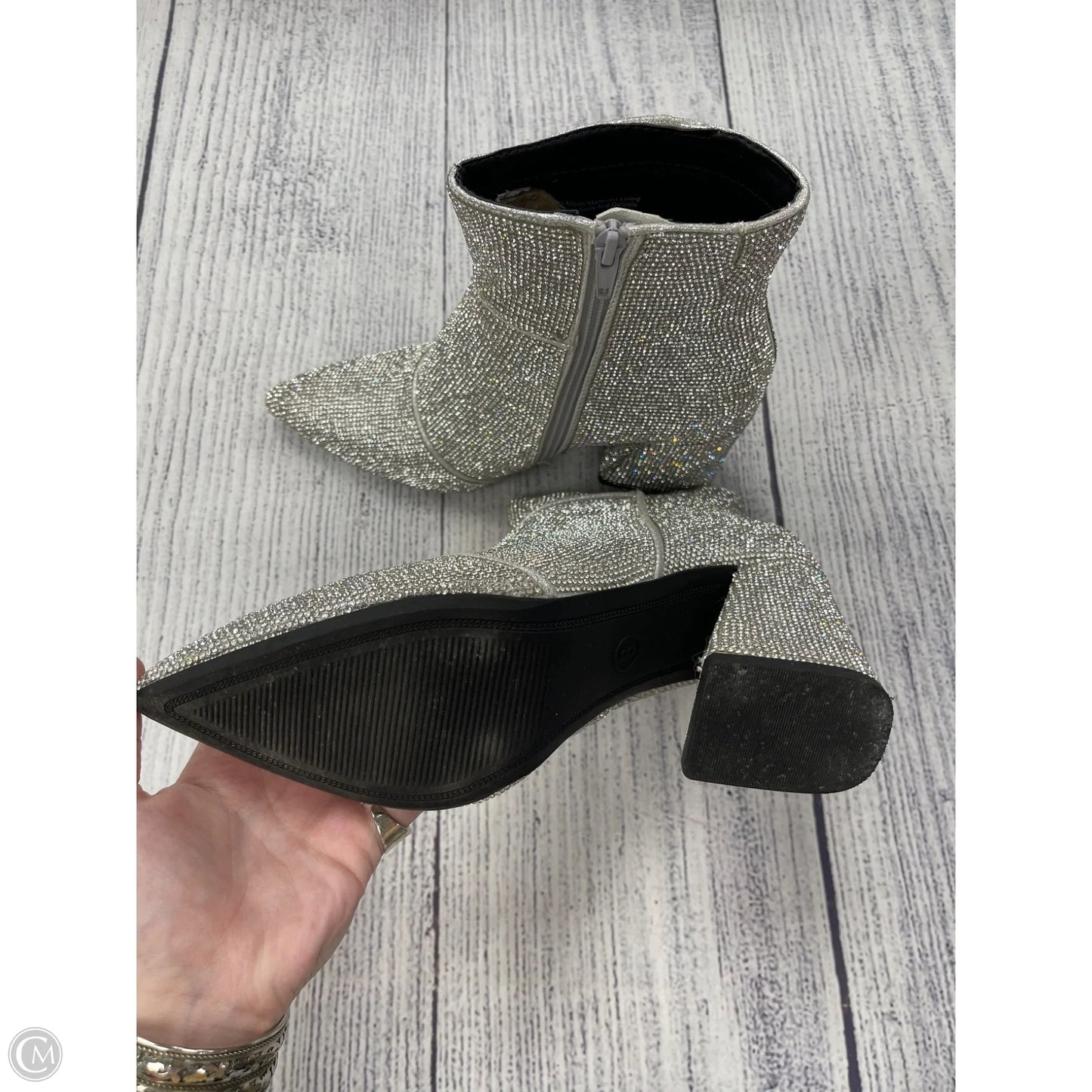 Boots Ankle Heels By A New Day In Silver, Size: 8