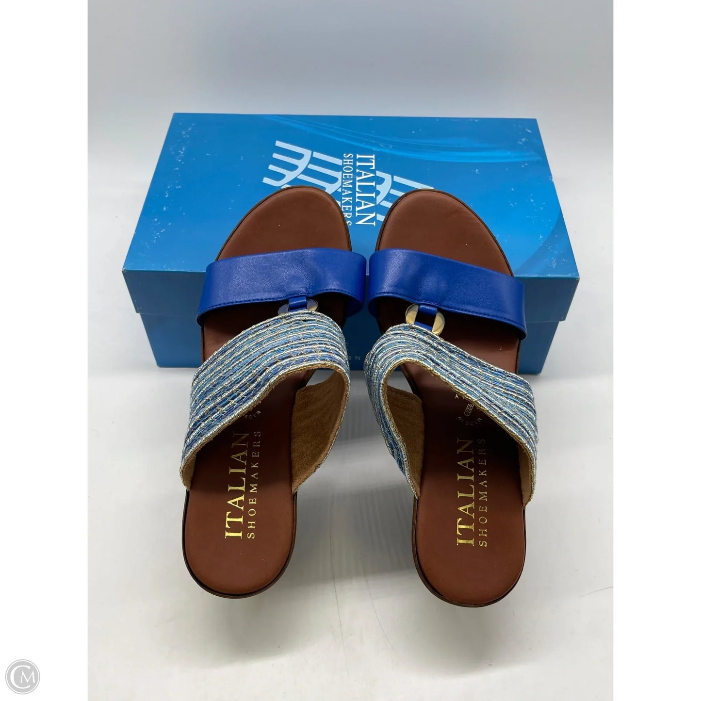 Sandals Heels Wedge By Italian Shoemakers In Blue, Size: 7