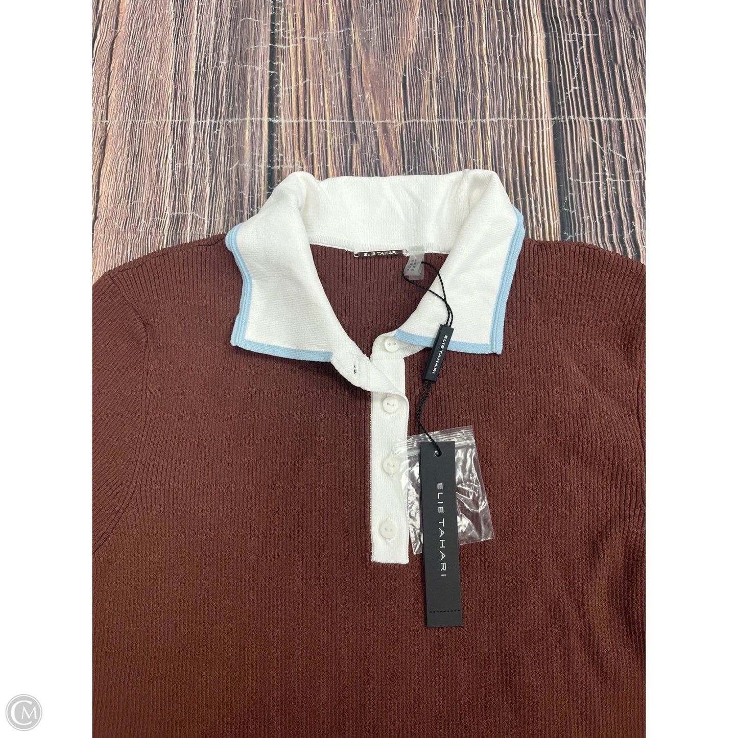 Top Short Sleeve By Elie Tahari In Brown, Size: L