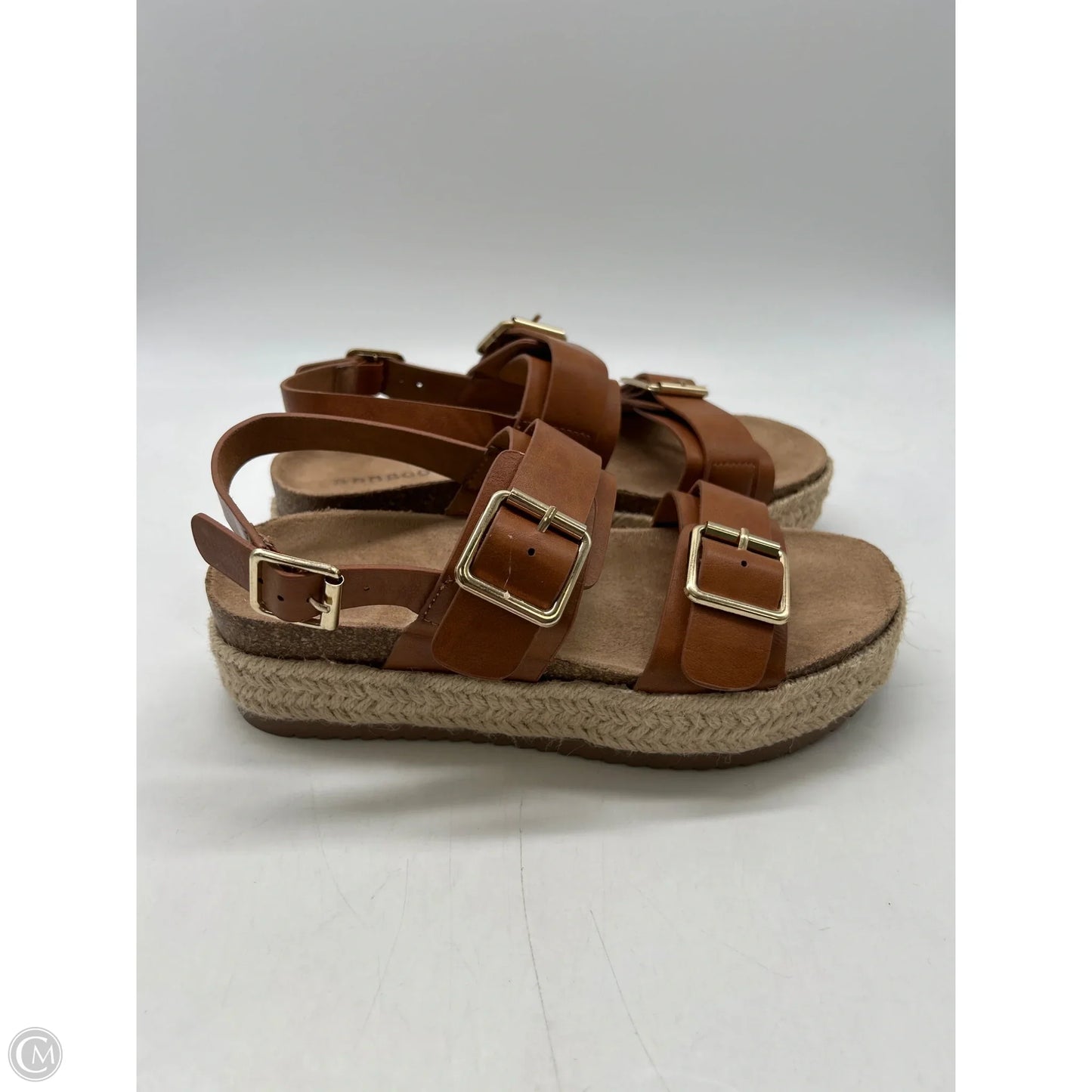 Sandals Heels Wedge By Bamboo In Brown, Size: 6