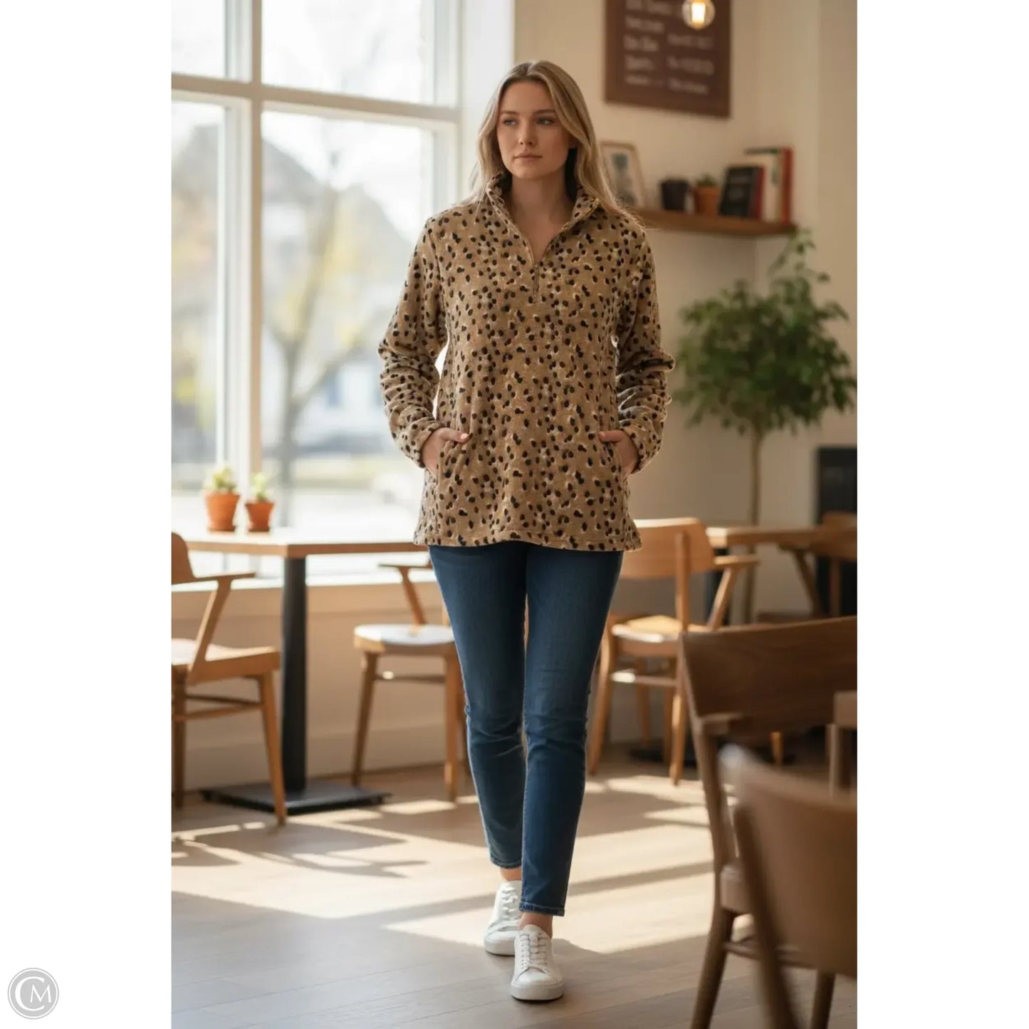 Sweatshirt Collar By Lands End In Animal Print, Size: 1x