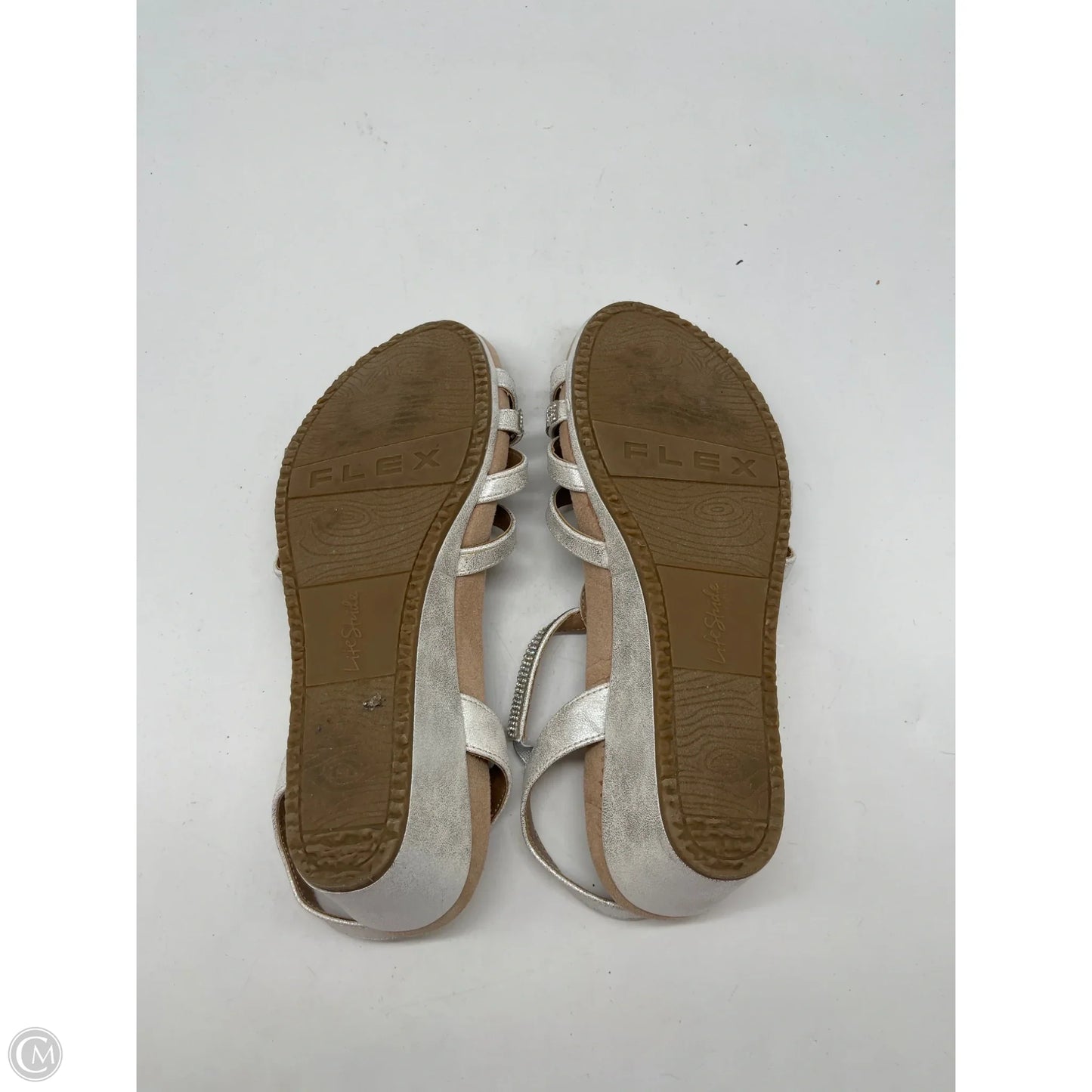 Sandals Heels Wedge By Life Stride In Silver, Size: 7