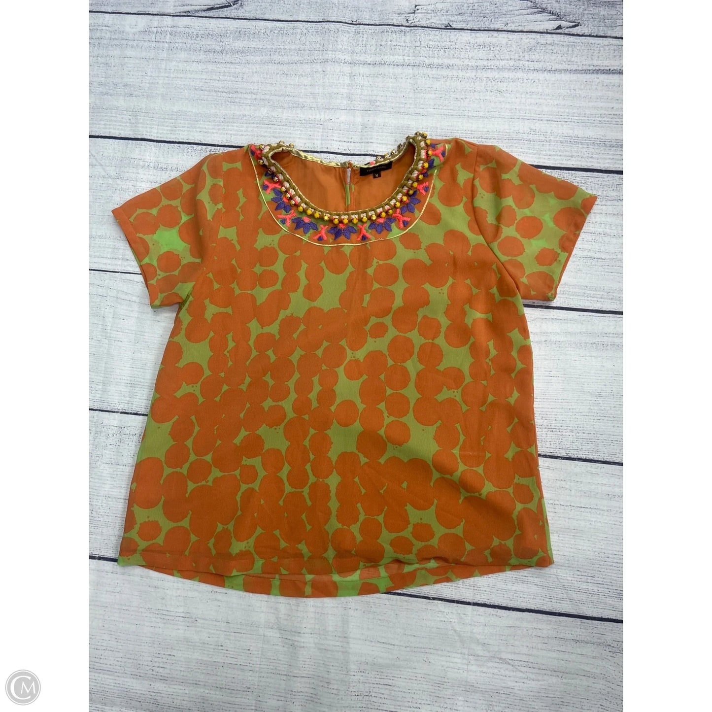 Top Short Sleeve By Anthropologie In Orange, Size: M