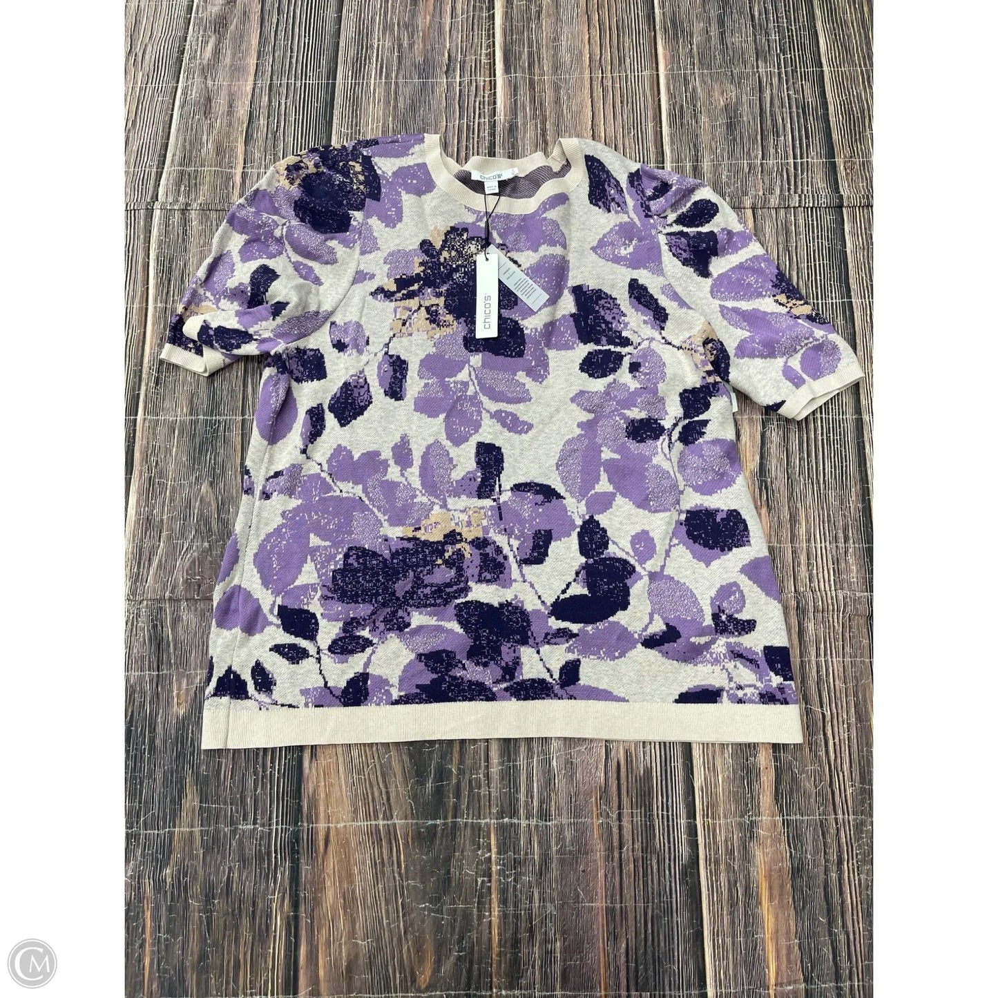 Sweater Short Sleeve By Chicos In Purple, Size: Xl