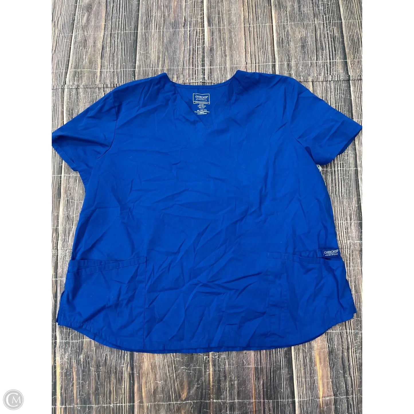 Top Short Sleeve By Cherokee In Blue, Size: 3x
