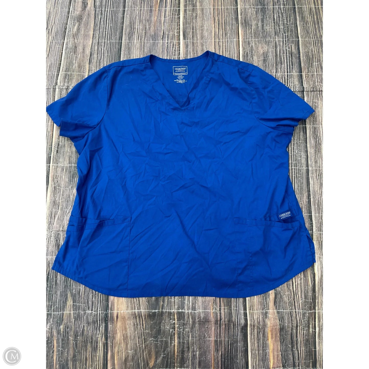 Top Short Sleeve By Cherokee In Blue, Size: 3x