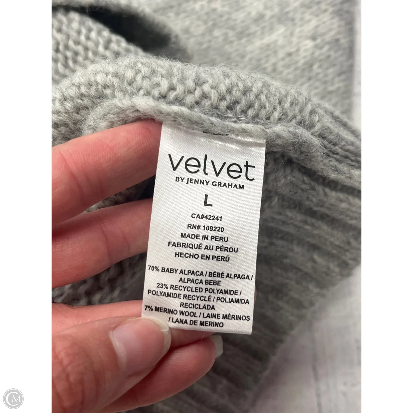 Sweater By Velvet By Jenny Graham In Grey, Size: L