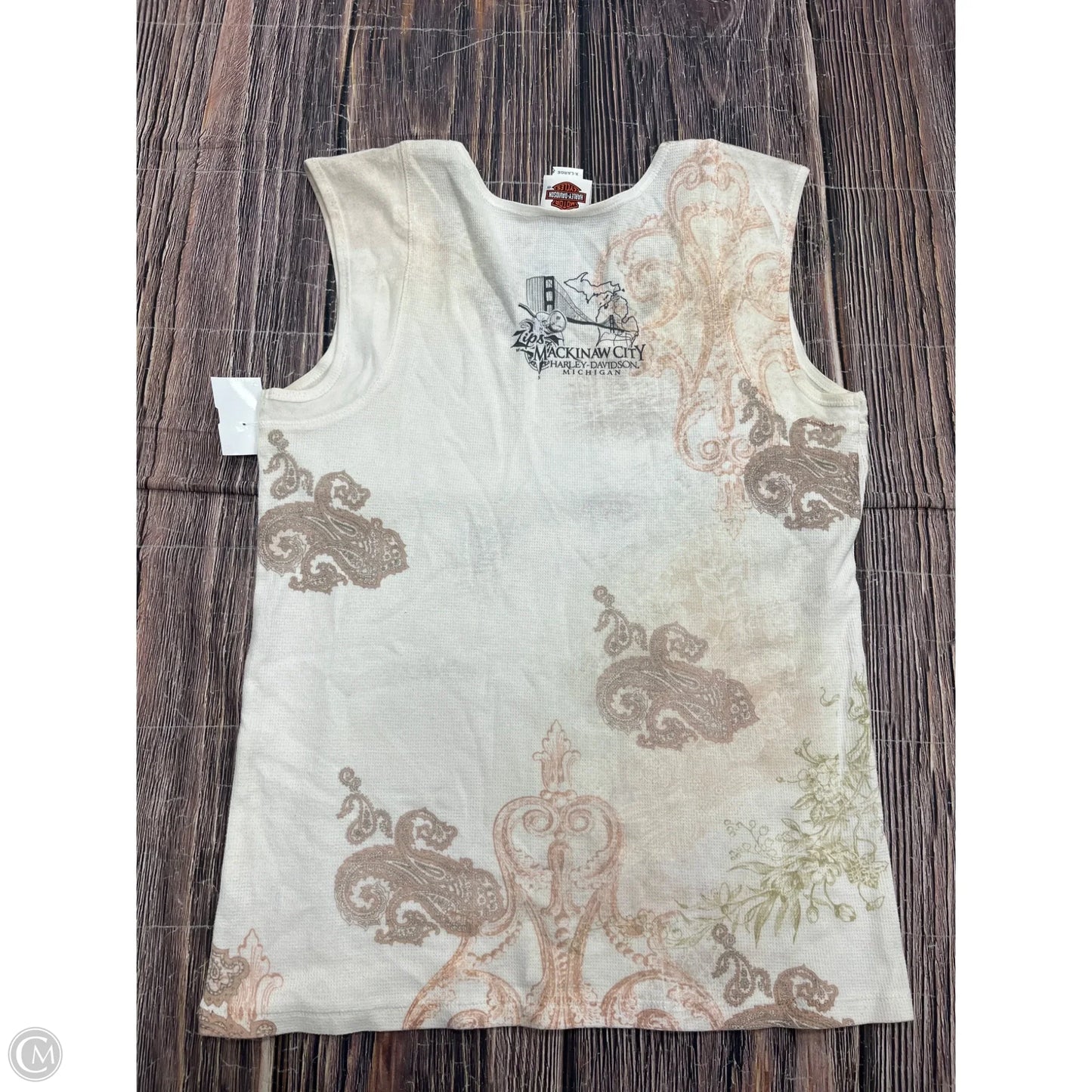 Top Short Sleeve By Harley Davidson In Cream, Size: Xl