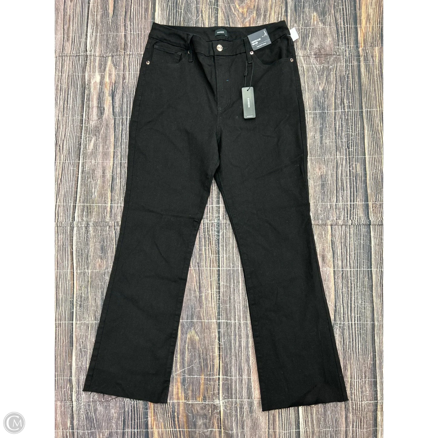 Jeans Flared By Express In Black Denim, Size: L