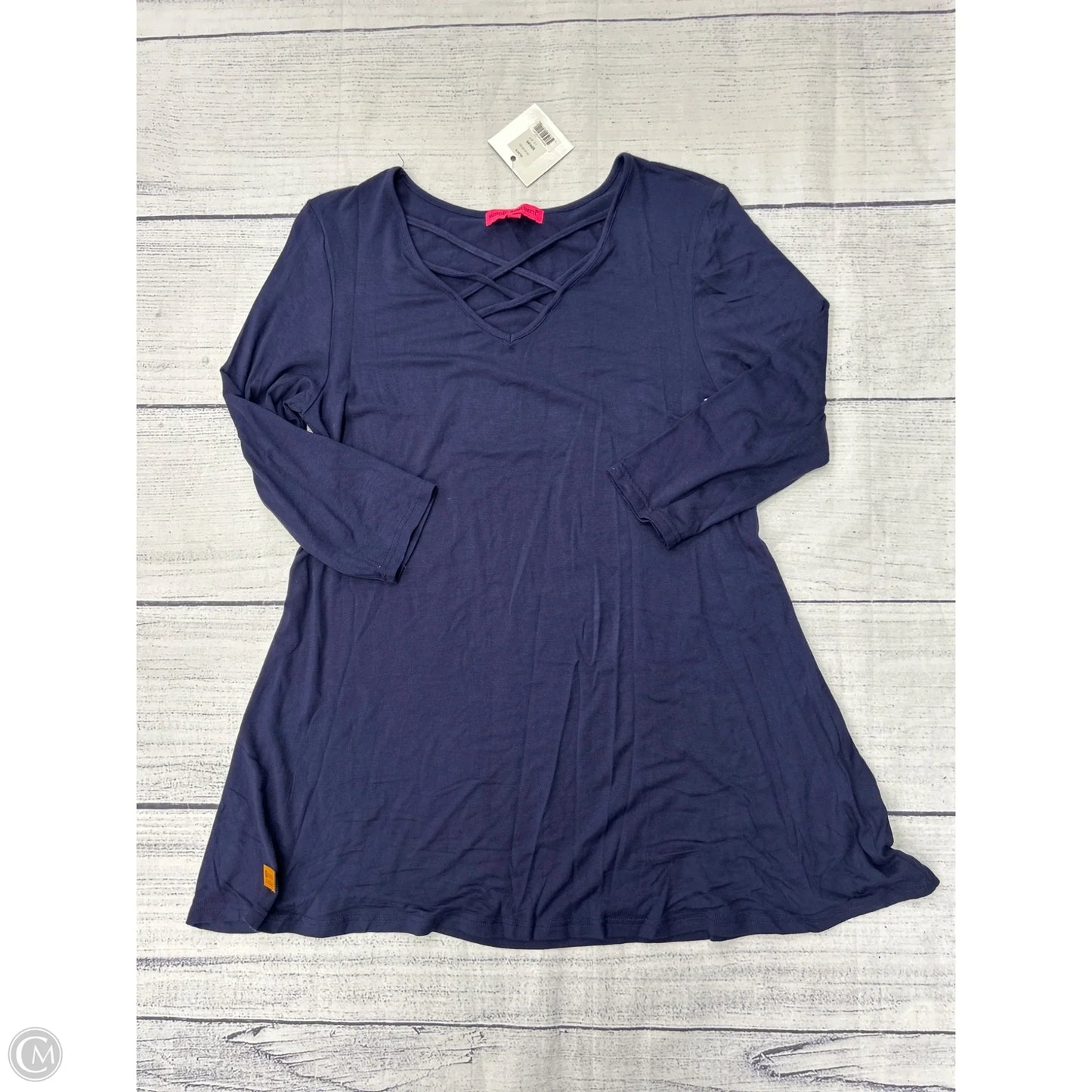 Top 3/4 Sleeve Basic By Simply Southern In Blue, Size: L