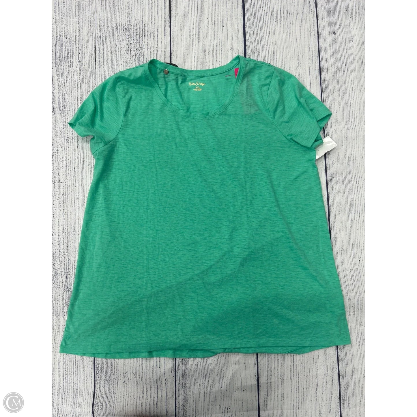 Top Short Sleeve Designer By Lilly Pulitzer In Green, Size: 1x