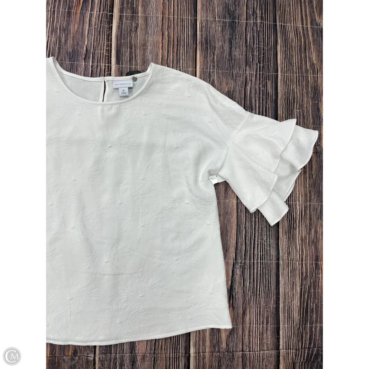 Top Short Sleeve By Liz Claiborne In White, Size: M