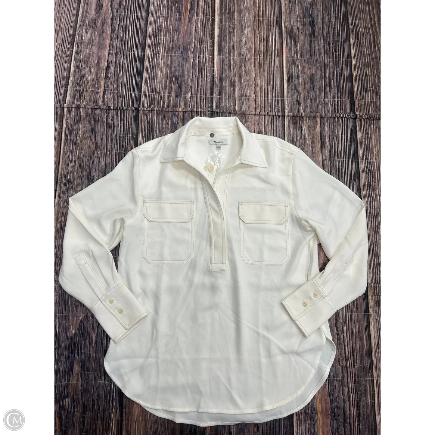Top Long Sleeve By Madewell In Cream, Size: S