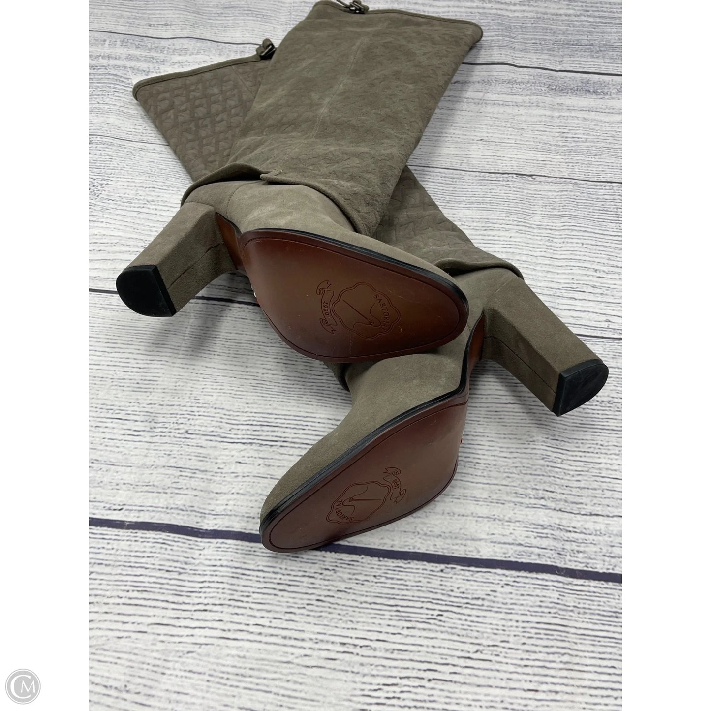Boots Knee Heels By Franco Sarto In Grey, Size: 8.5