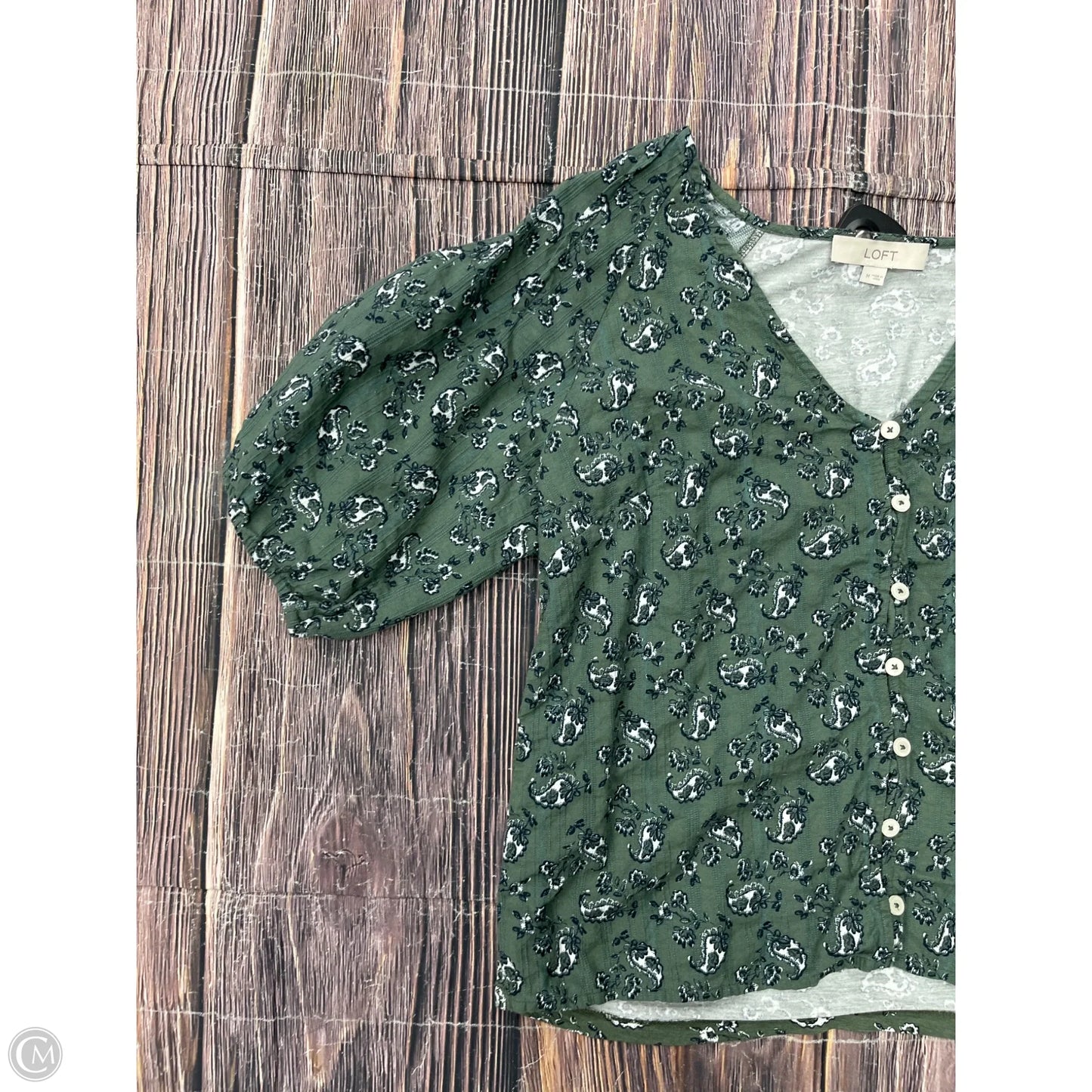 Top Short Sleeve By Loft In Green, Size: M