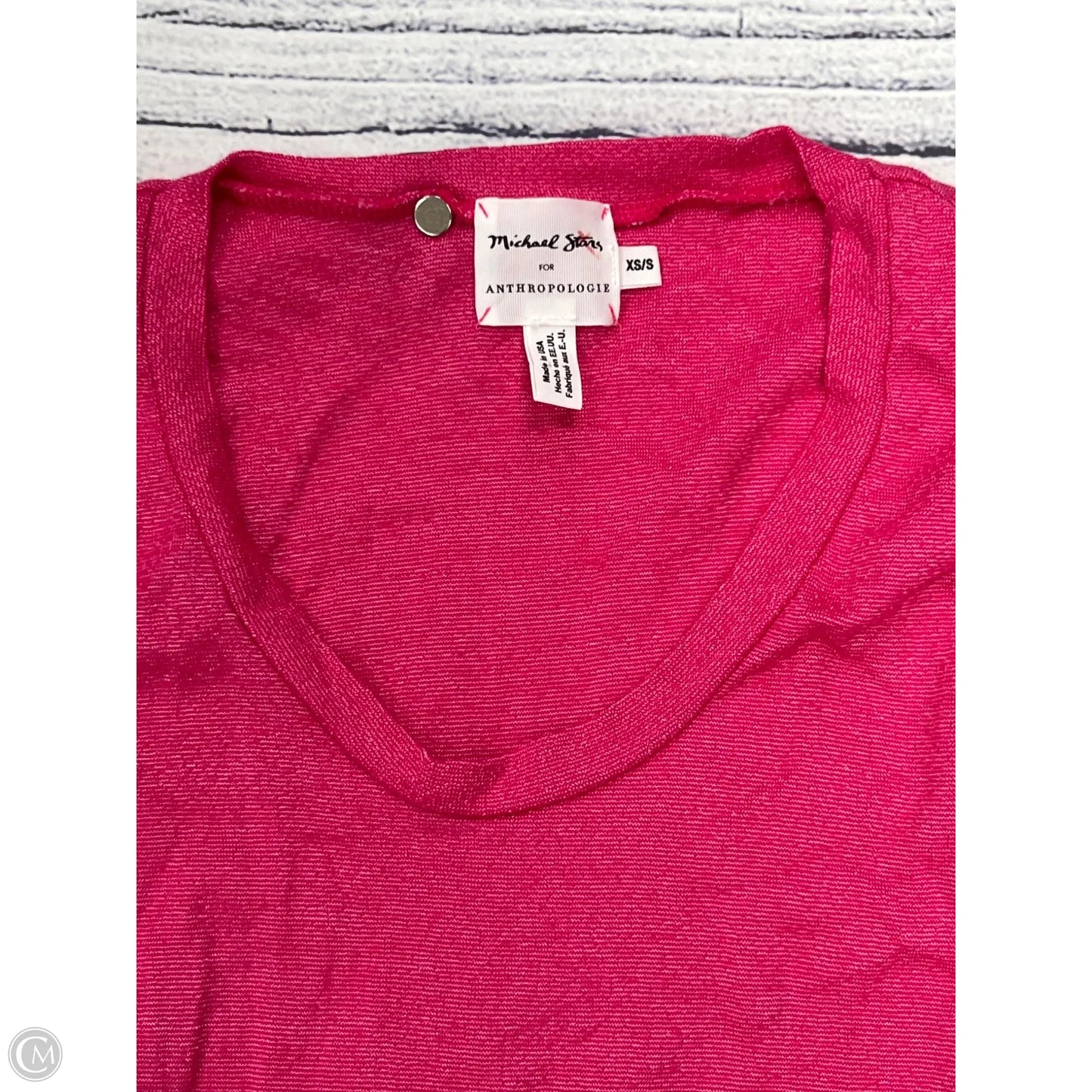 Top Short Sleeve By Anthropologie In Pink, Size: S