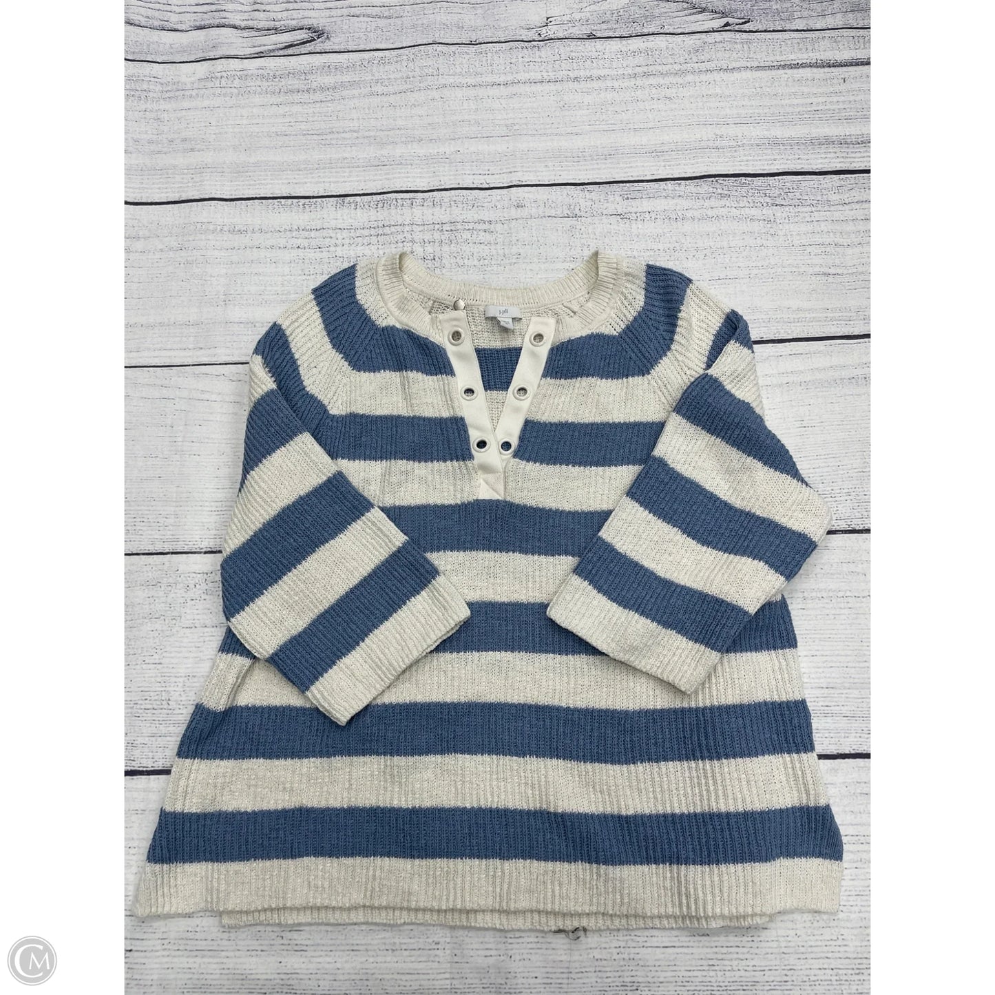 Top 3/4 Sleeve By J. Jill In Blue & White, Size: Xl