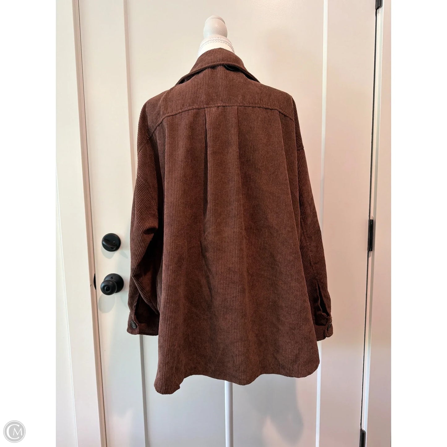 Jacket Shirt By Zenana In Brown, Size: L