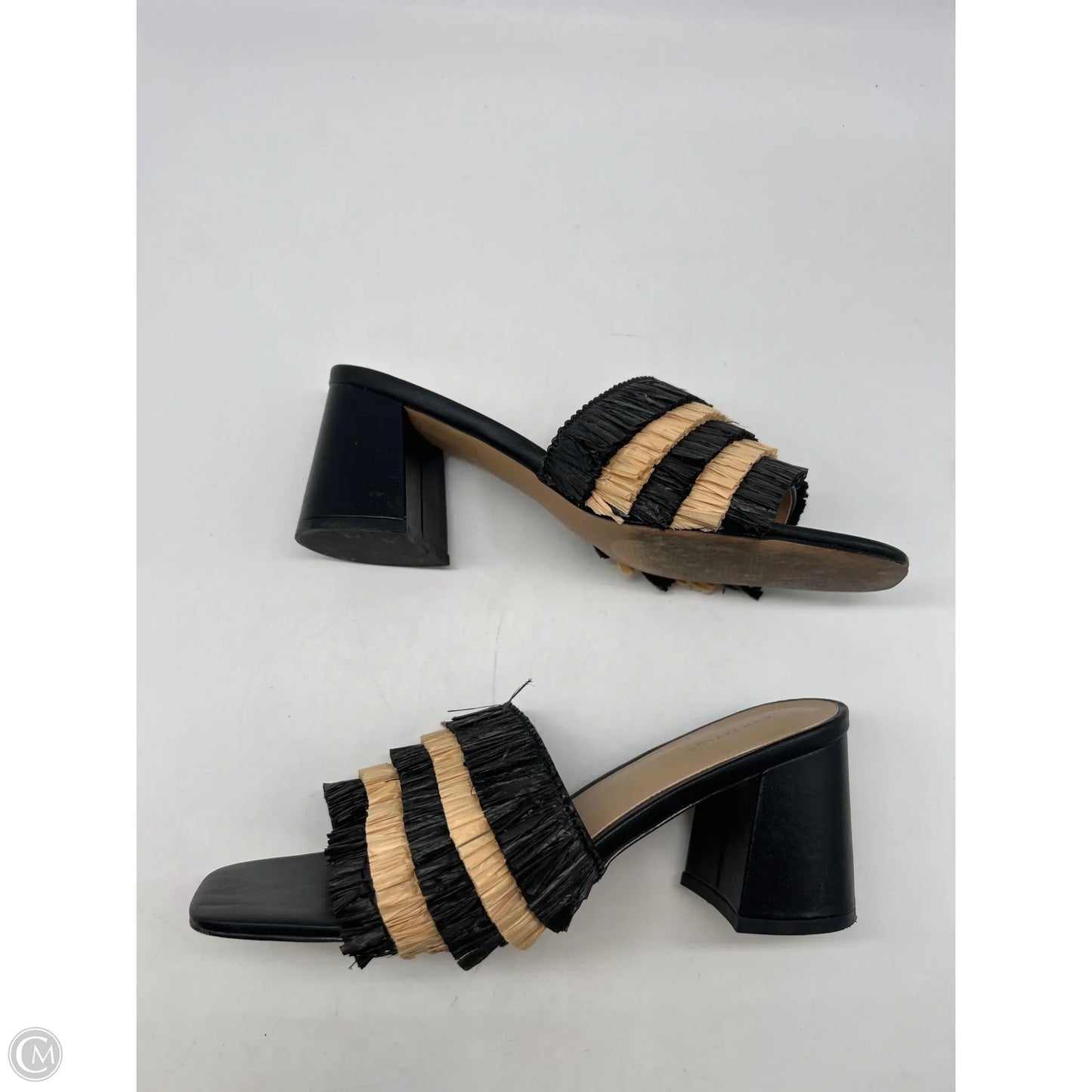 Sandals Heels Block By Ann Taylor In Black & Tan, Size: 8.5