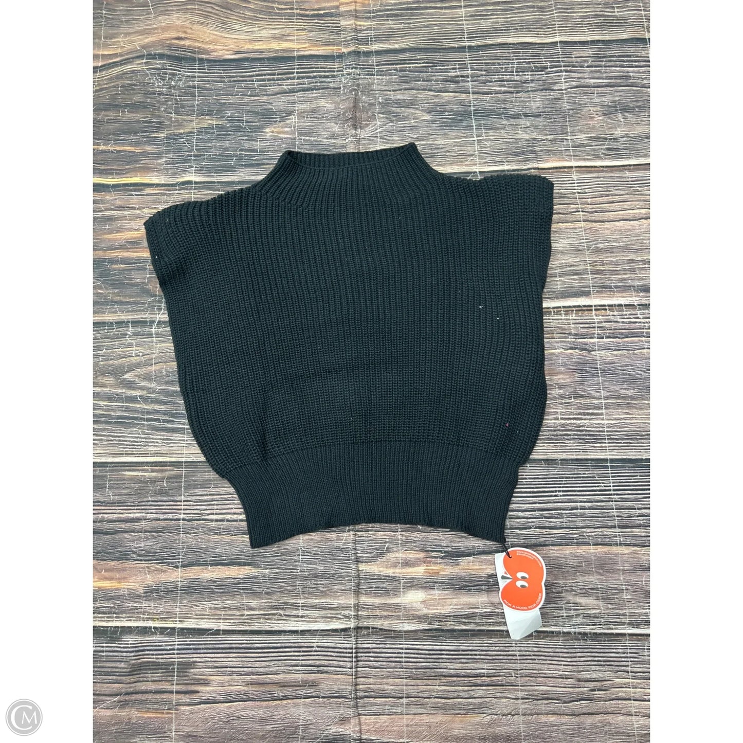 Sweater Short Sleeve By Cider In Black, Size: L