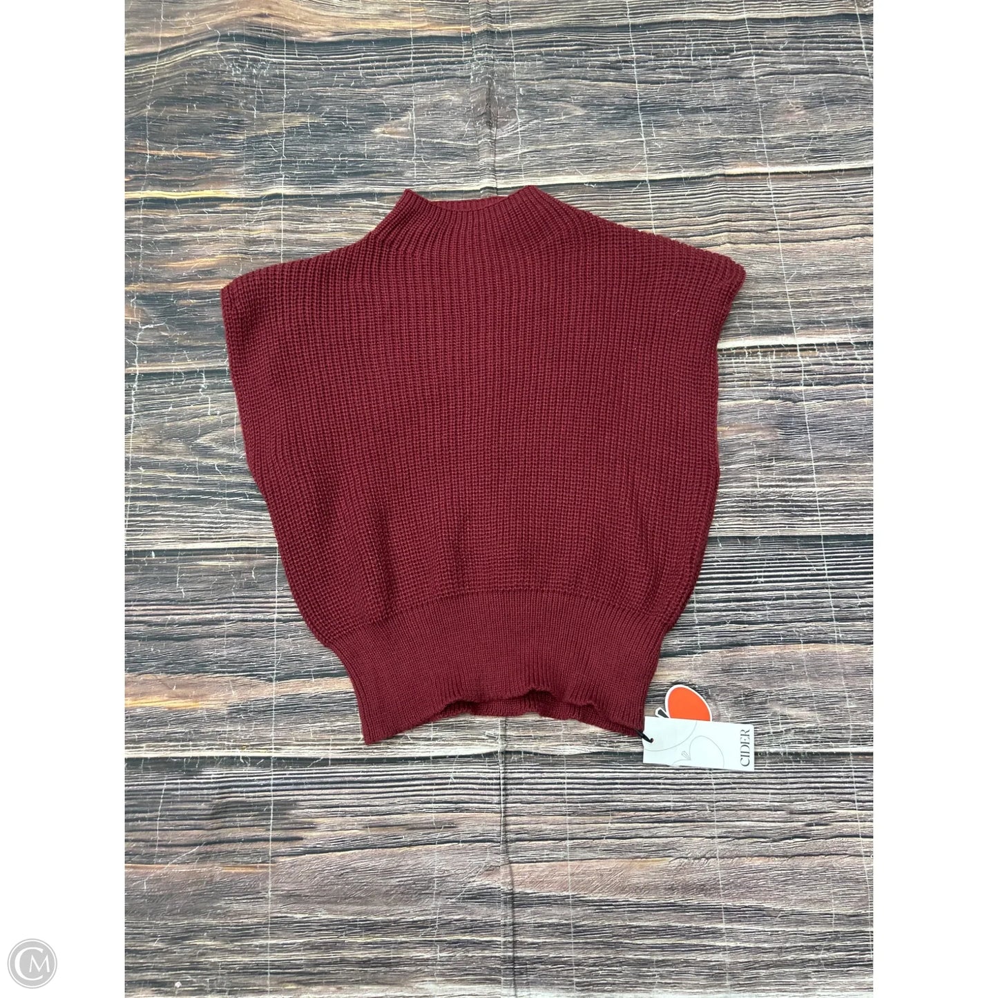 Sweater Short Sleeve By Cider In Red, Size: L