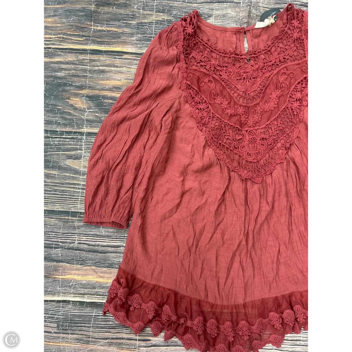 Tunic Long Sleeve By Entro In Red, Size: L