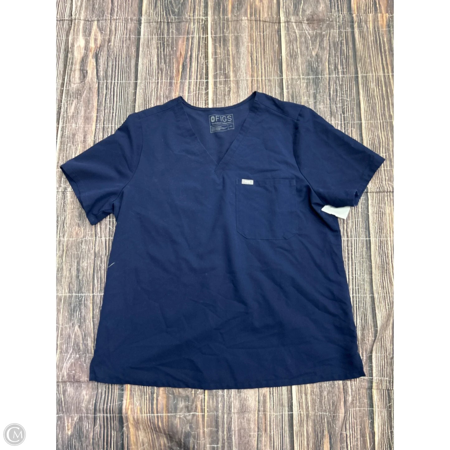 Top Short Sleeve By Figuero & Flower In Navy, Size: 1x
