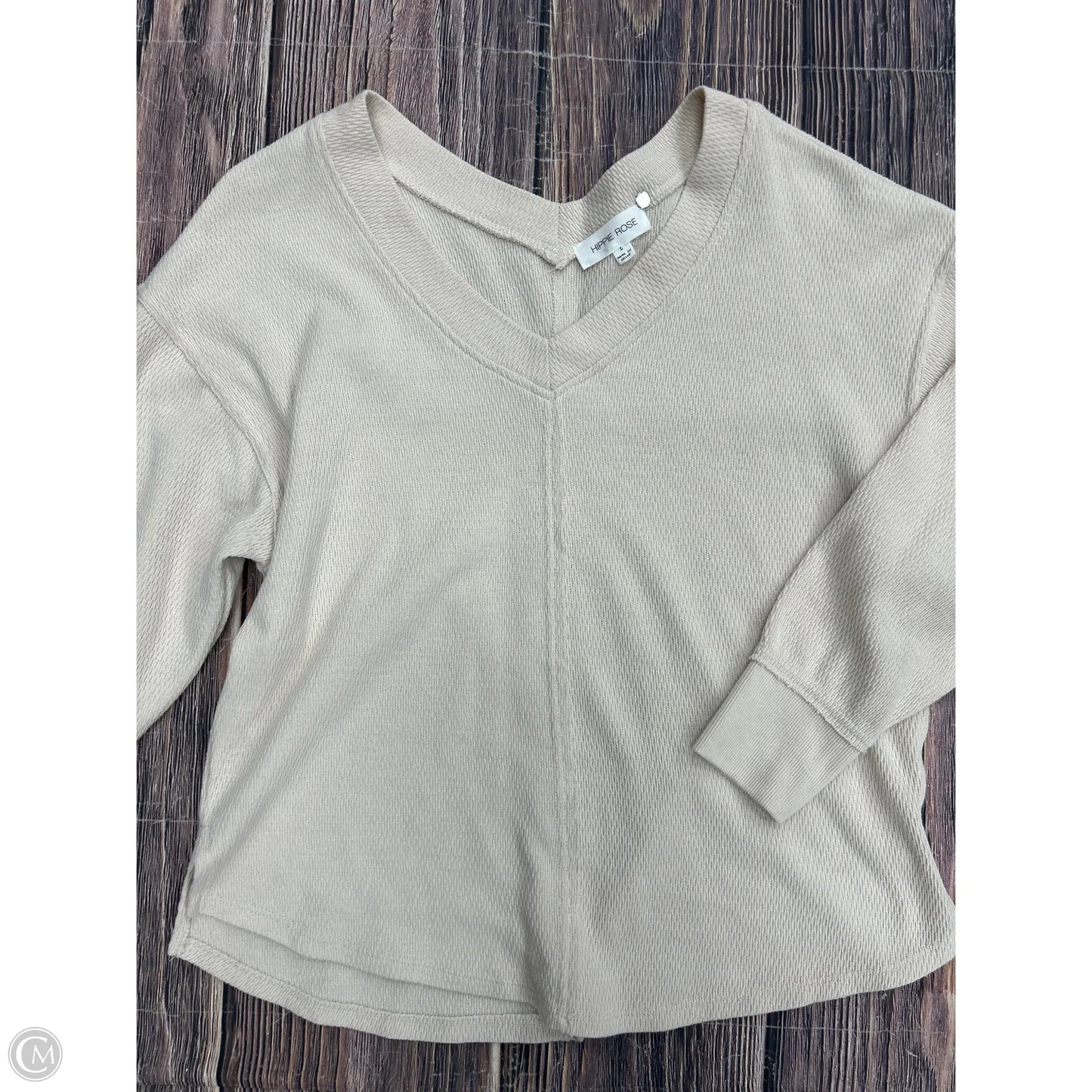 Top Long Sleeve By Hippie Rose In Cream, Size: L