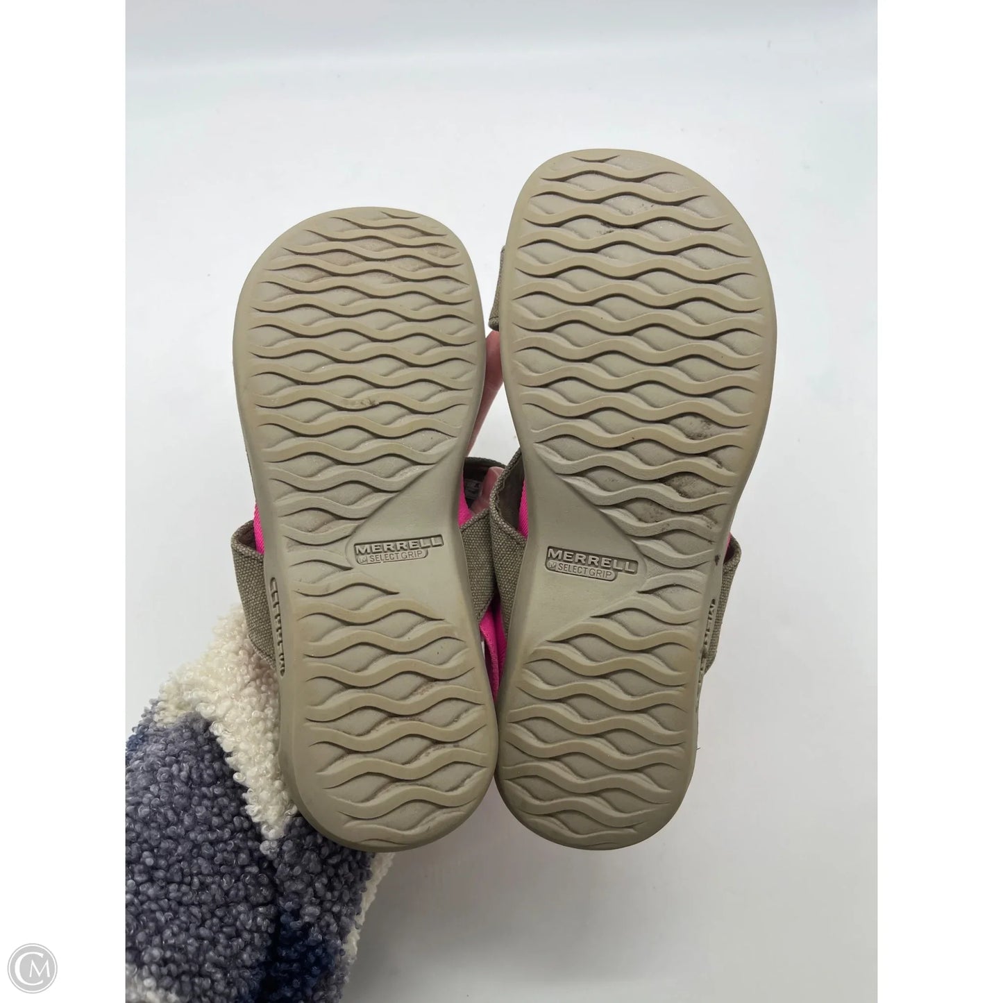 Sandals Flats By Merrell In Green & Pink, Size: 8