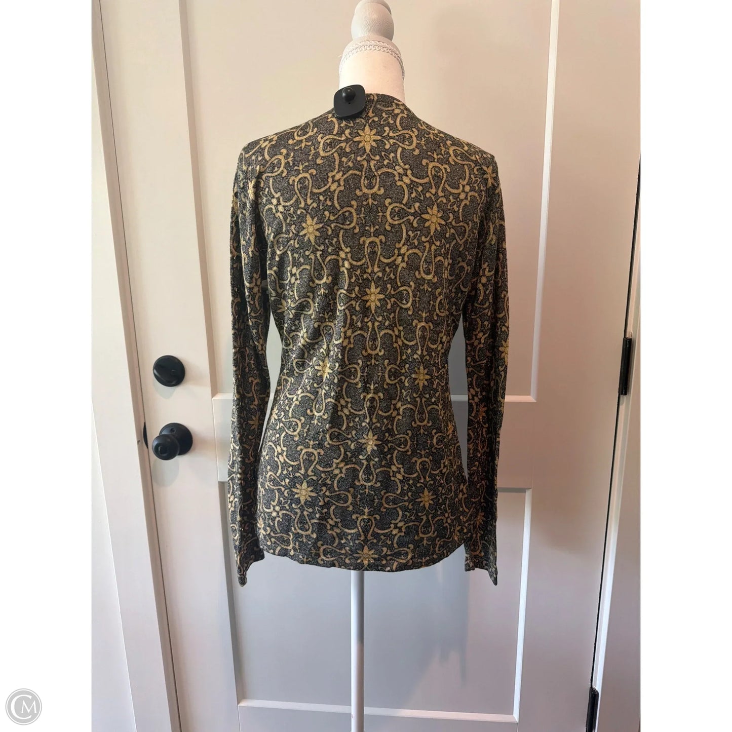 Top Long Sleeve By J Mclaughlin In Black & Yellow, Size: S