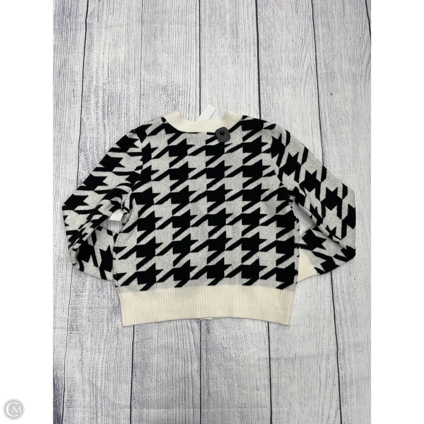 Sweater Cardigan By Loft In Black & White, Size: Xl