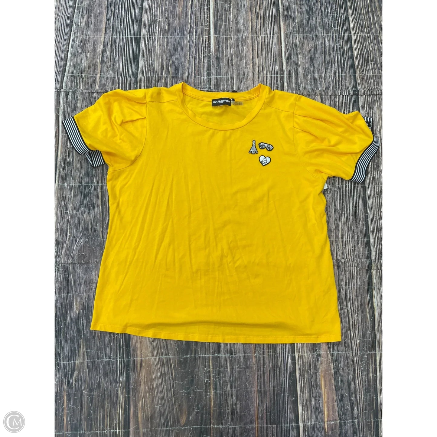 Top Short Sleeve Designer By Karl Lagerfeld In Yellow, Size: Xl