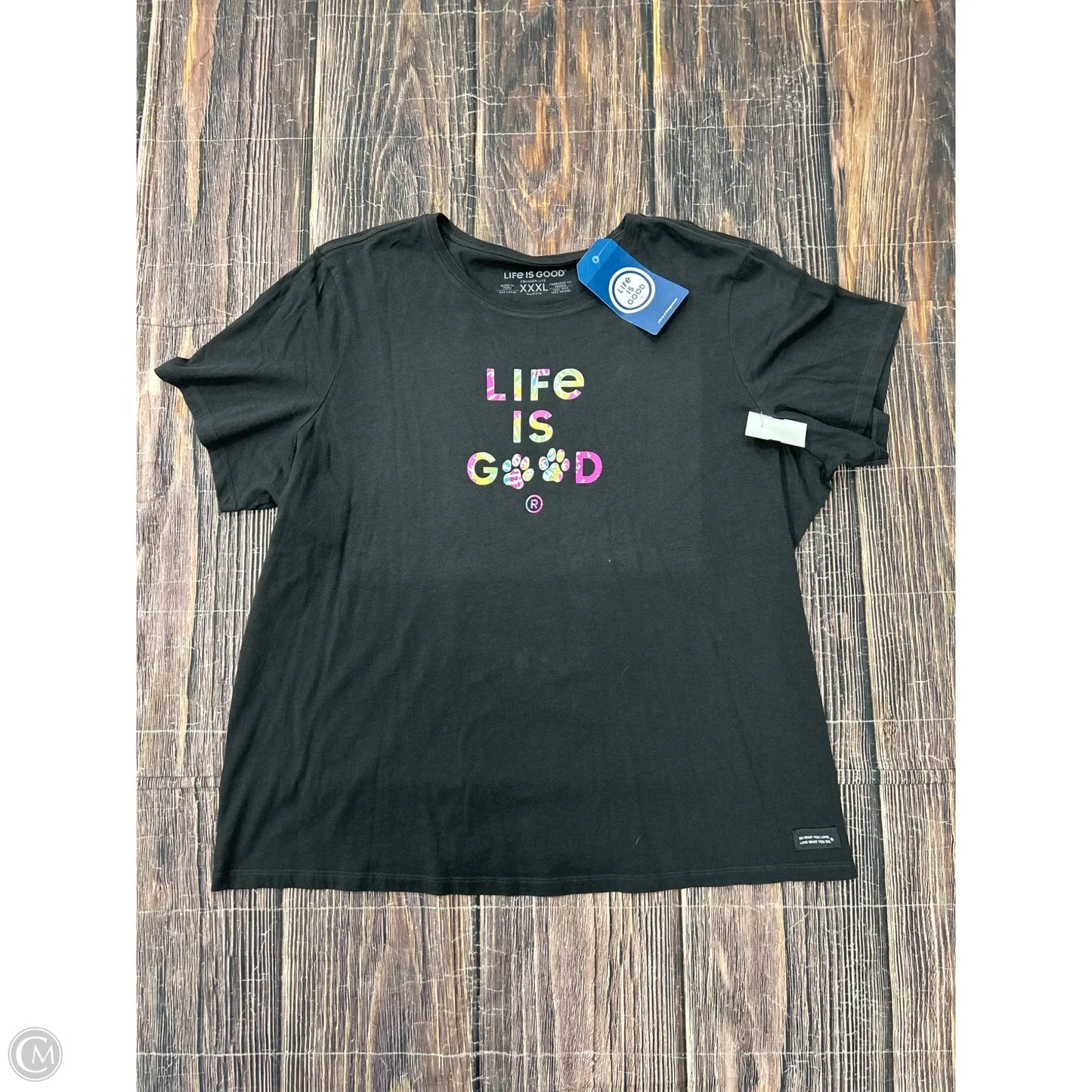 Top Short Sleeve By Life Is Good In Grey, Size: 2x