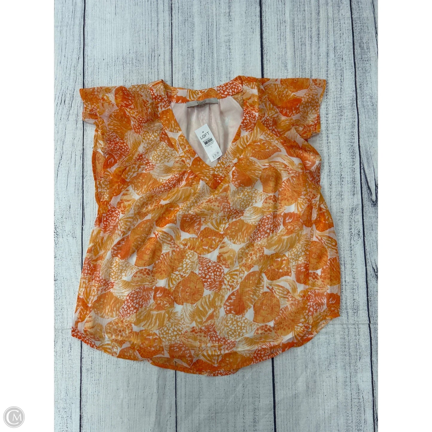 Top Short Sleeve By Loft In Orange, Size: S