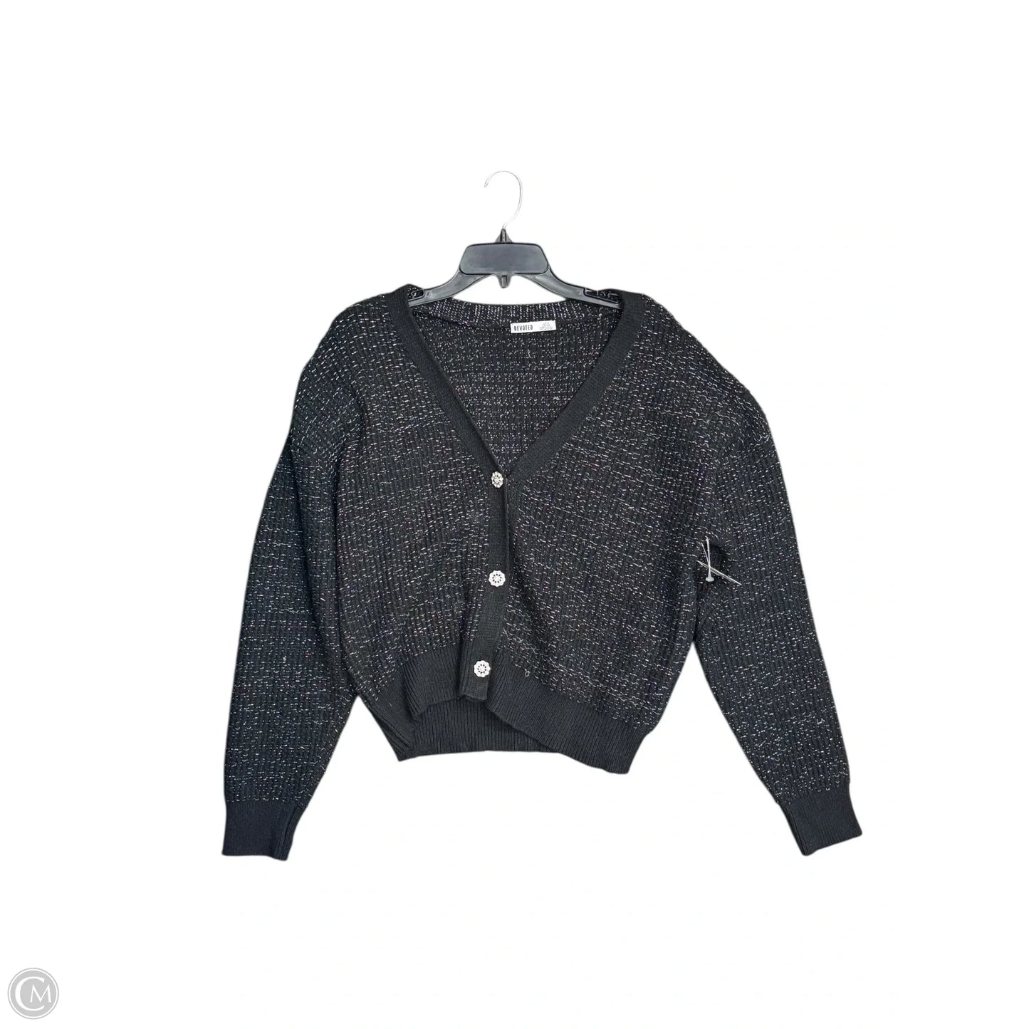 Sweater Cardigan By Clothes Mentor In Black & Silver, Size: S