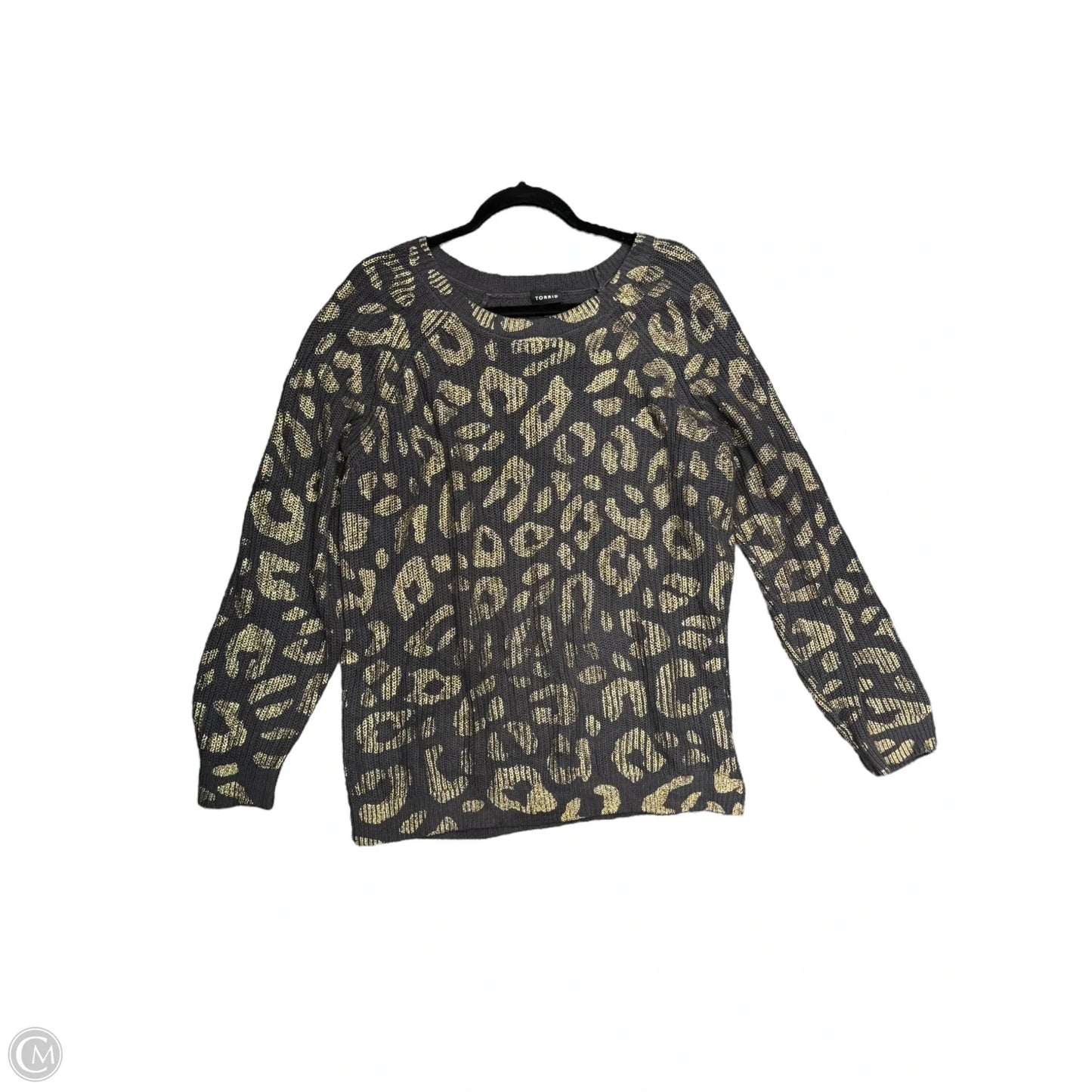 Sweater By Loft In Black & Gold, Size: L