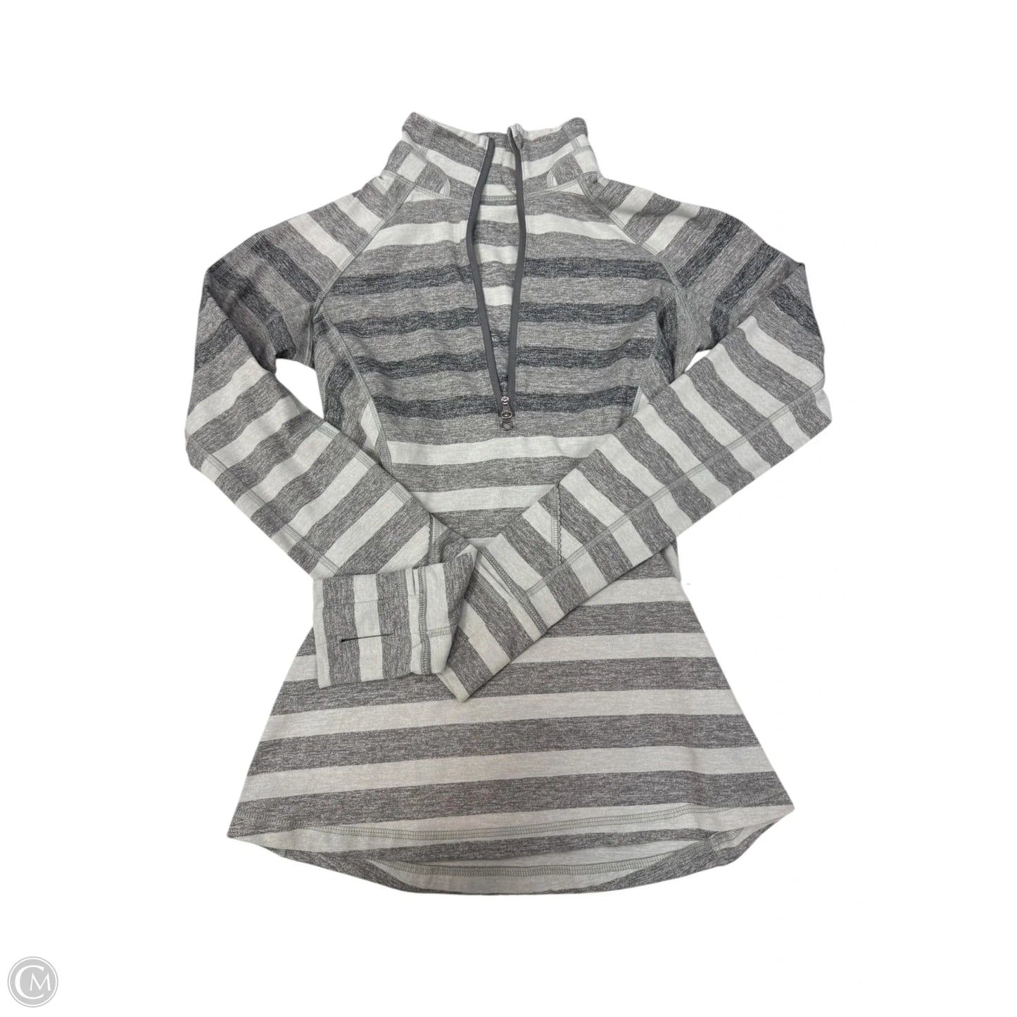 Athletic Top Long Sleeve Collar By Lululemon In Striped Pattern, Size: S