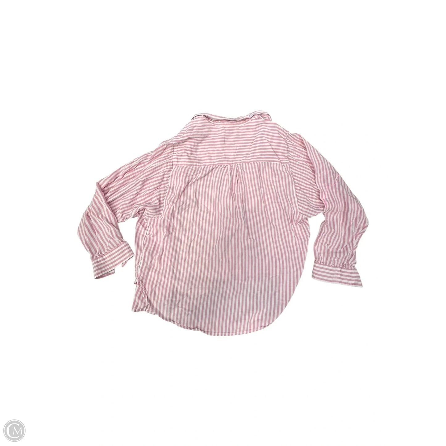 Blouse Long Sleeve By Beachlunchlounge In Pink & White, Size: M