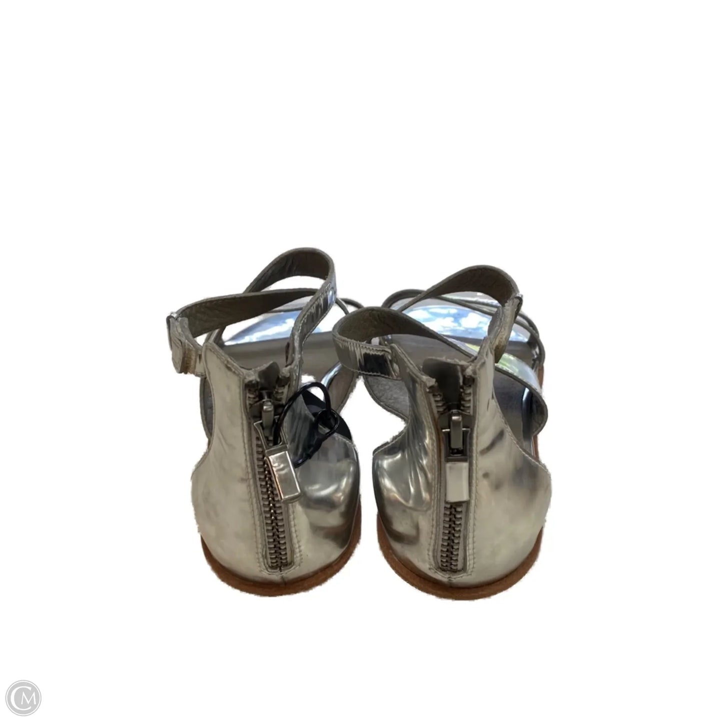 Sandals Designer By Eileen Fisher In Silver, Size: 9