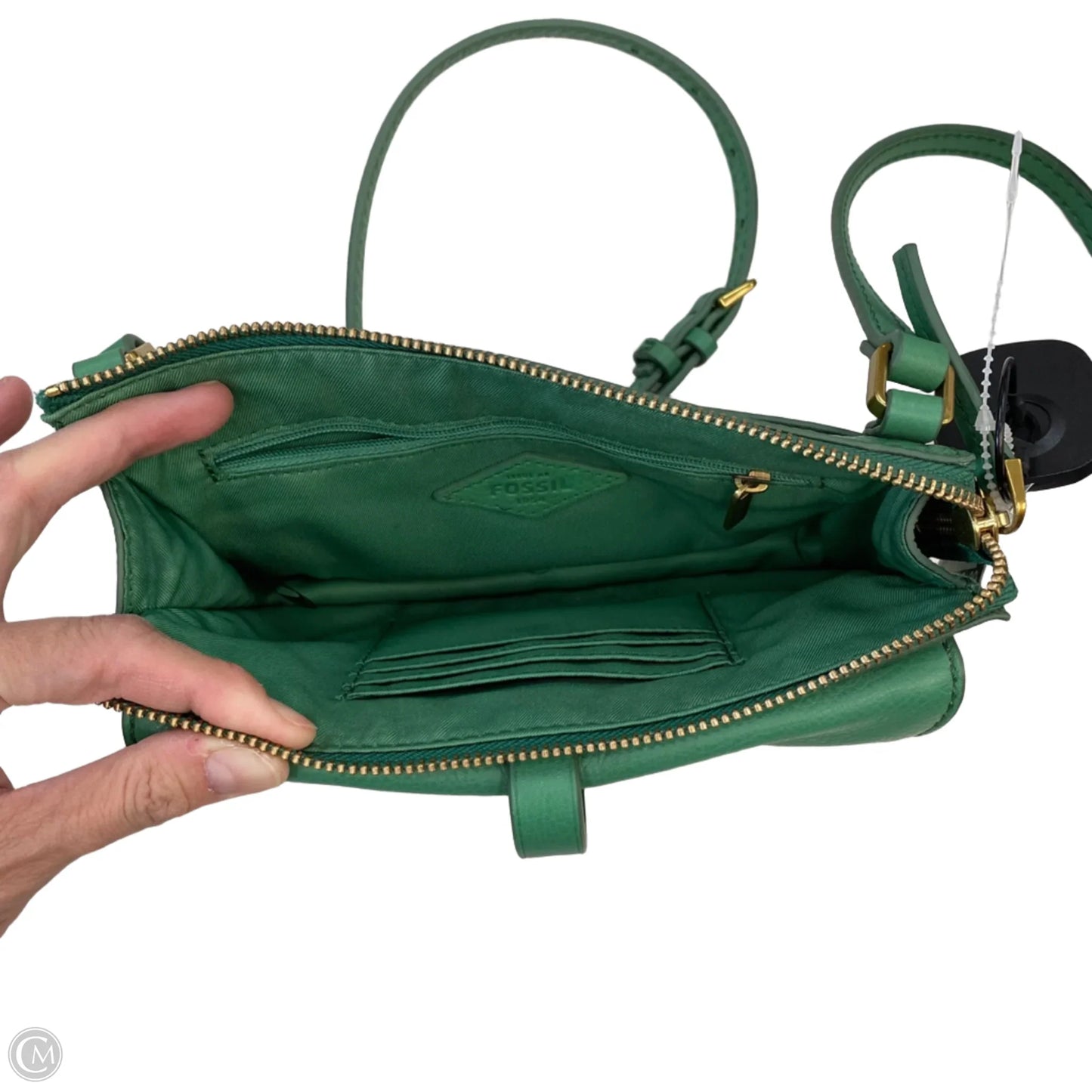 Handbag Leather By Fossil, Size: Small