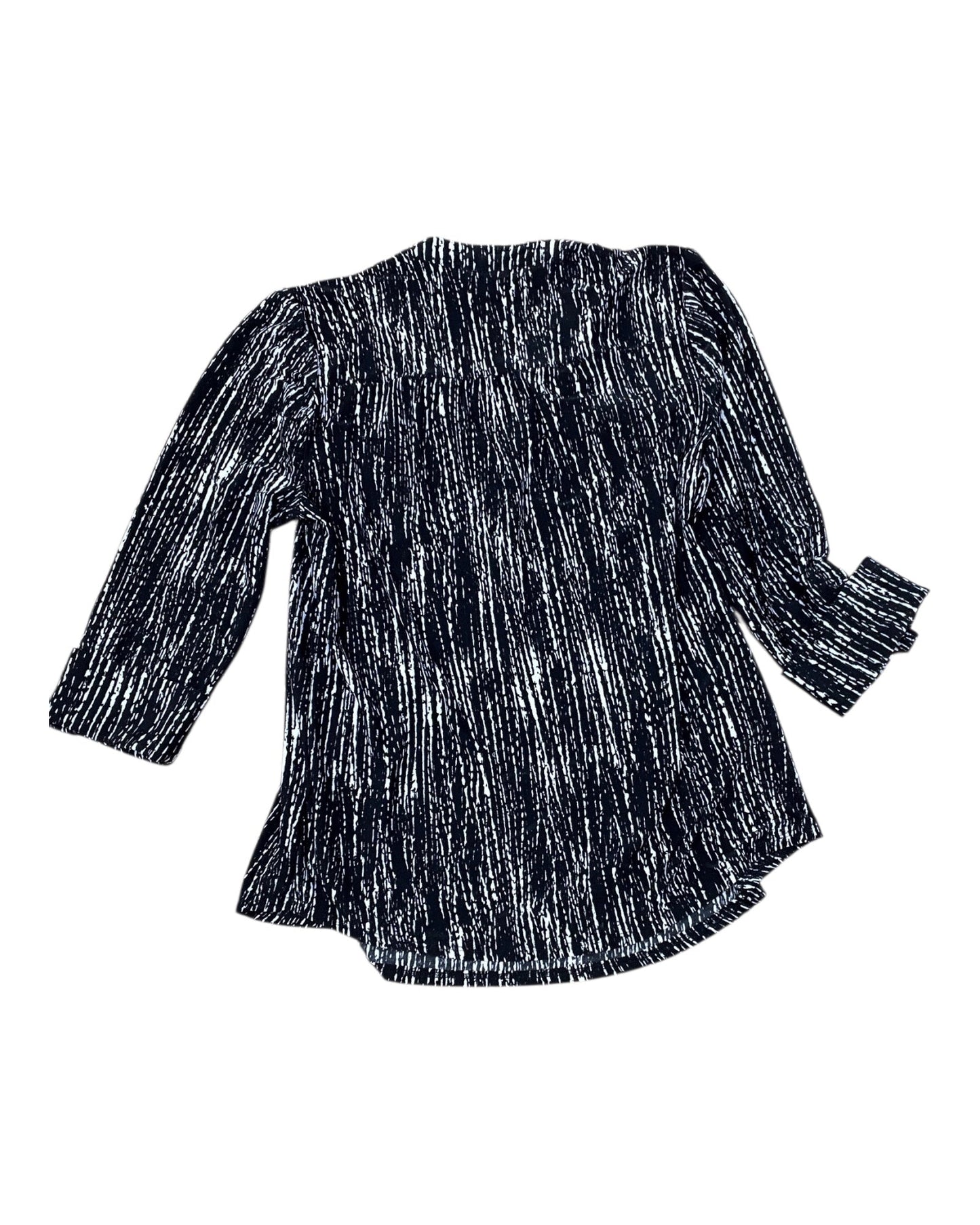 Top 3/4 Sleeve By Cocomo In Black & White, Size:Sp