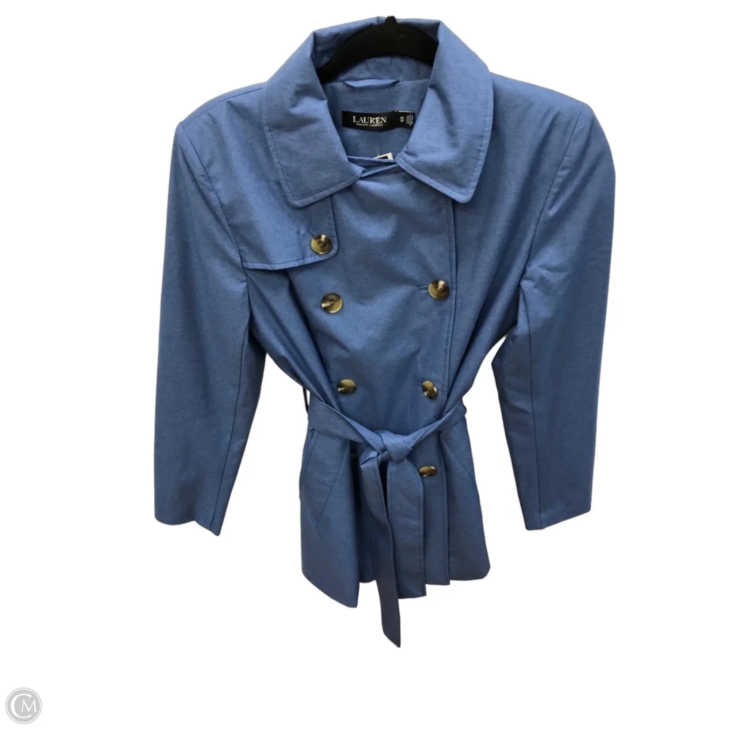 Coat Trench Coat By Lauren By Ralph Lauren In Blue, Size: Xs