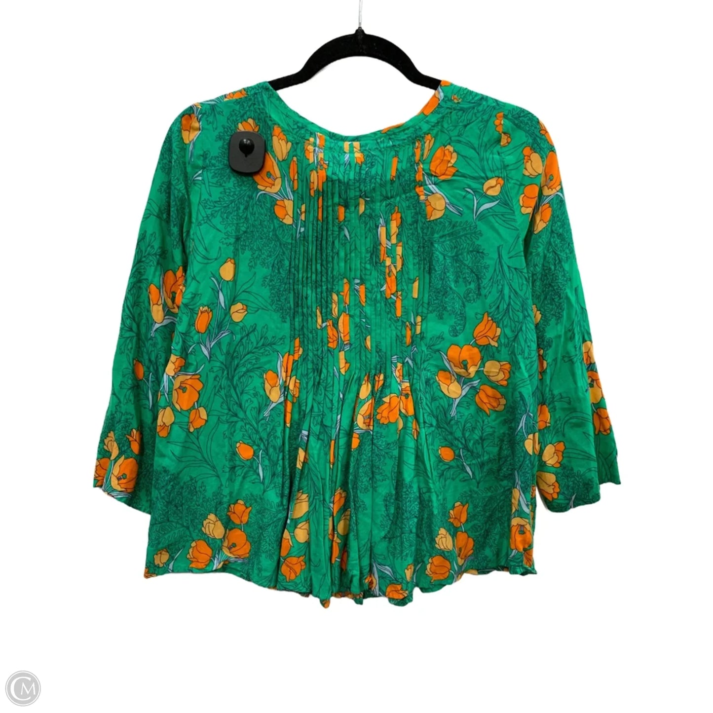 Top Long Sleeve By Anthropologie In Green & Orange, Size: 4