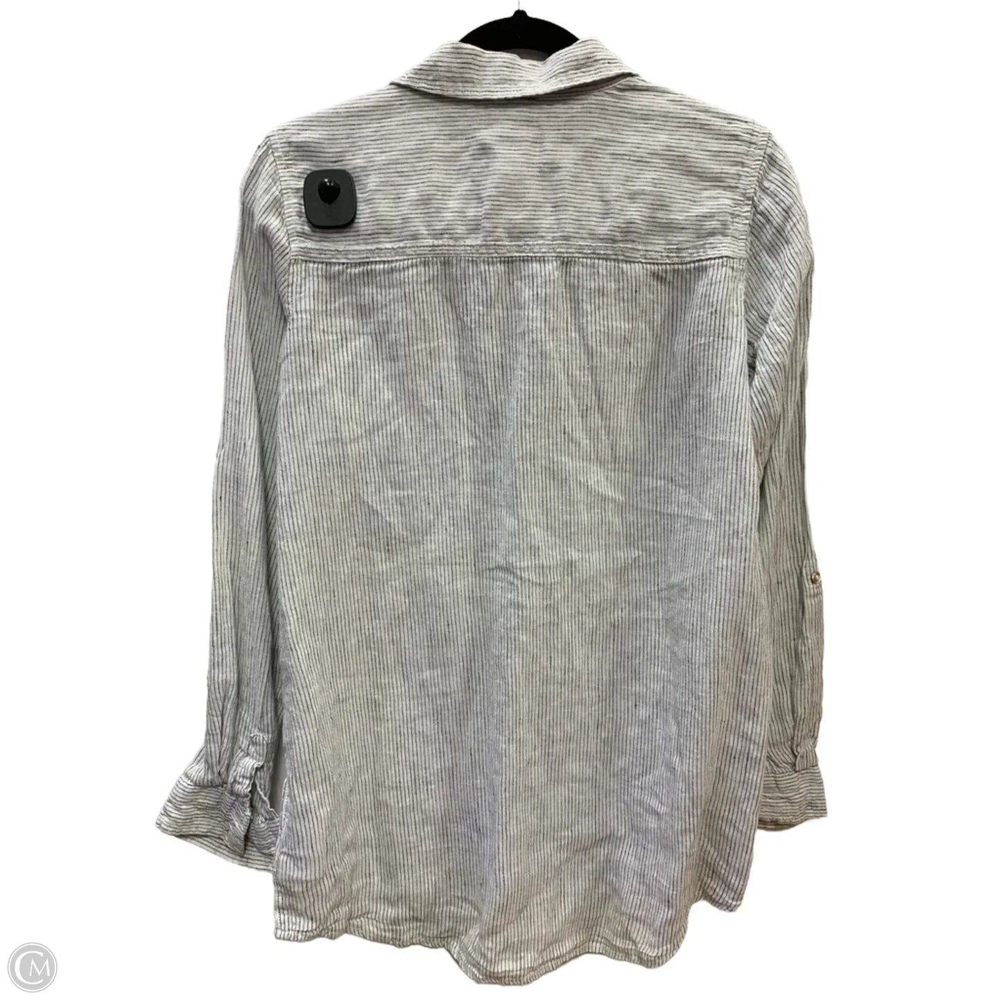 Blouse Long Sleeve By Tahari In Striped Pattern, Size: M