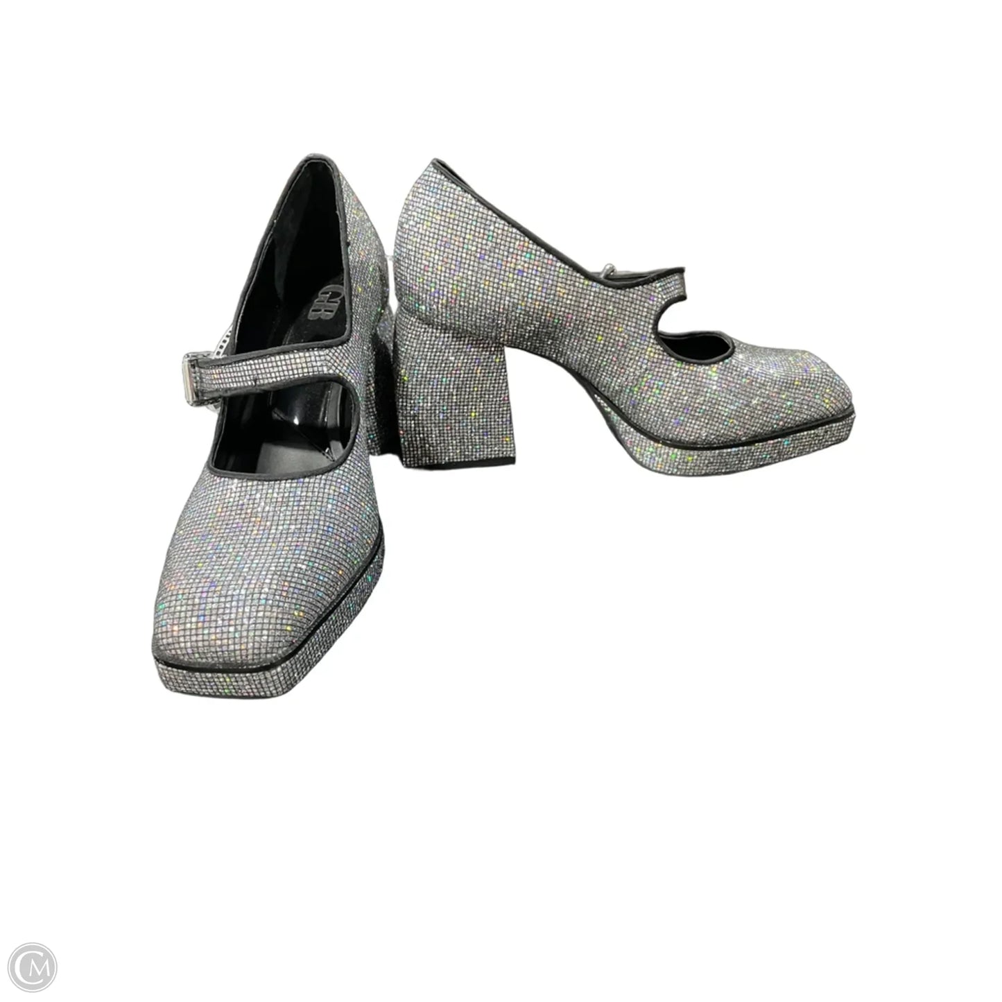 Shoes Heels Block By Gianni Bini In Black & Silver, Size: 9