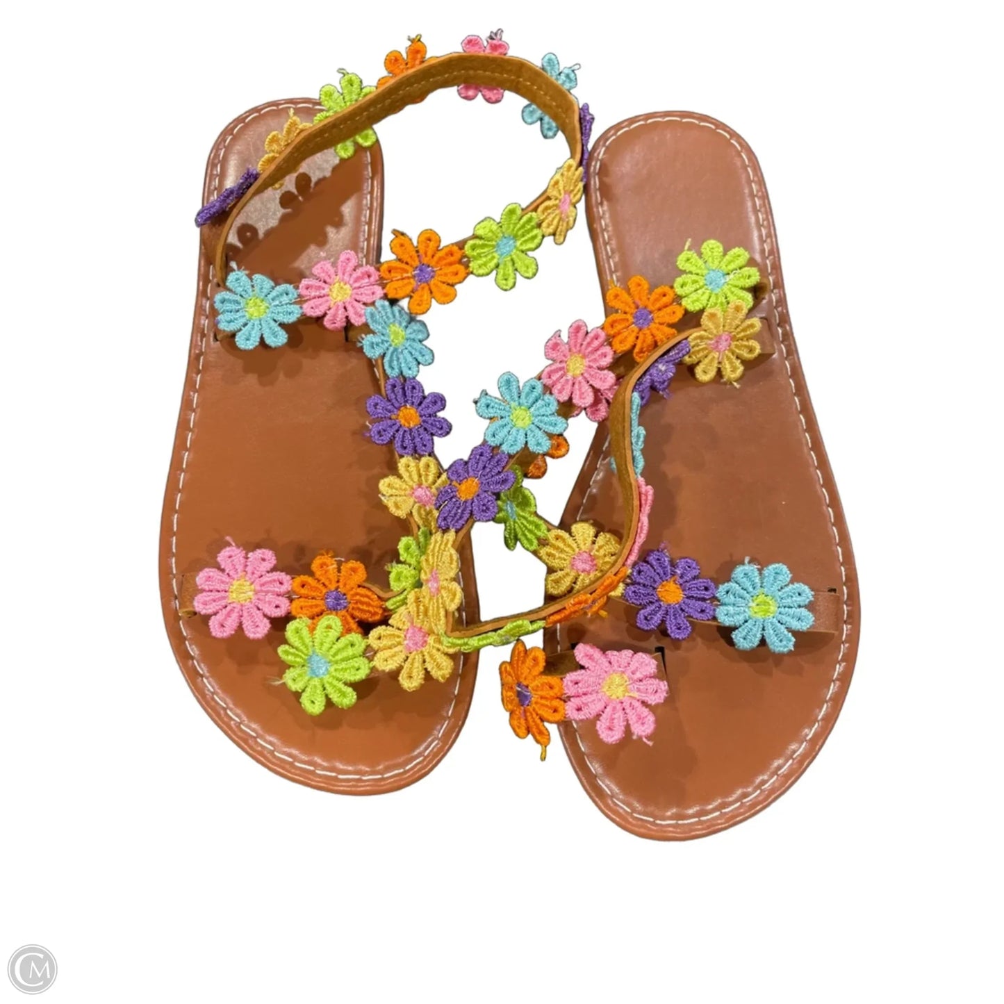Sandals Flats By Clothes Mentor In Floral Print, Size: 7.5