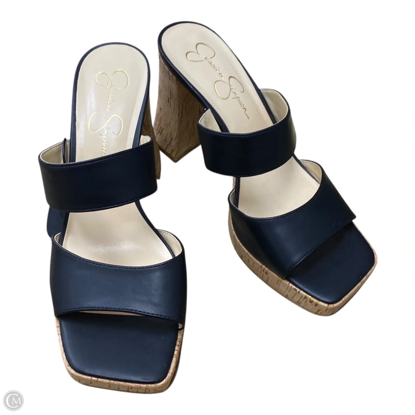 Sandals Heels Block By Jessica Simpson In Black & Tan, Size: 10